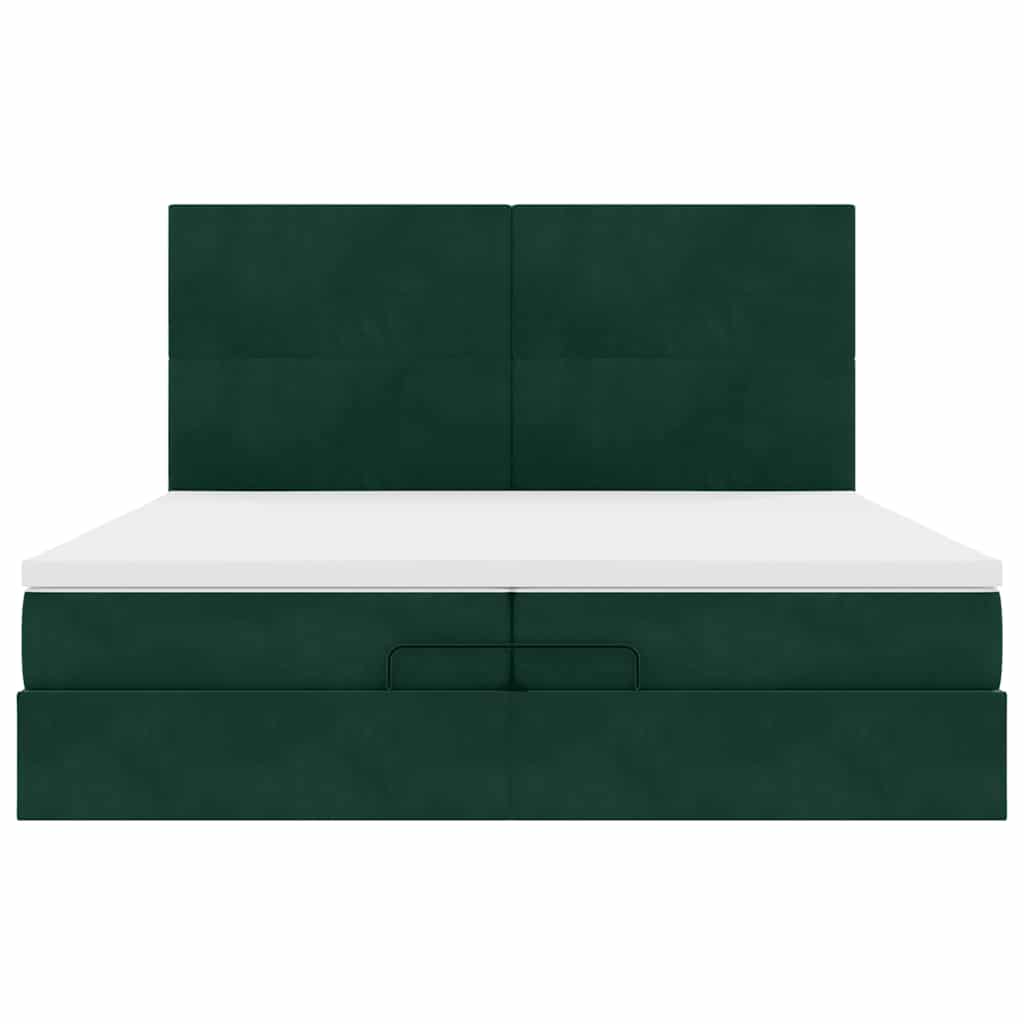 Ottoman bed met matrassen 200x200cm fluweel donkergroen – afbeelding 7