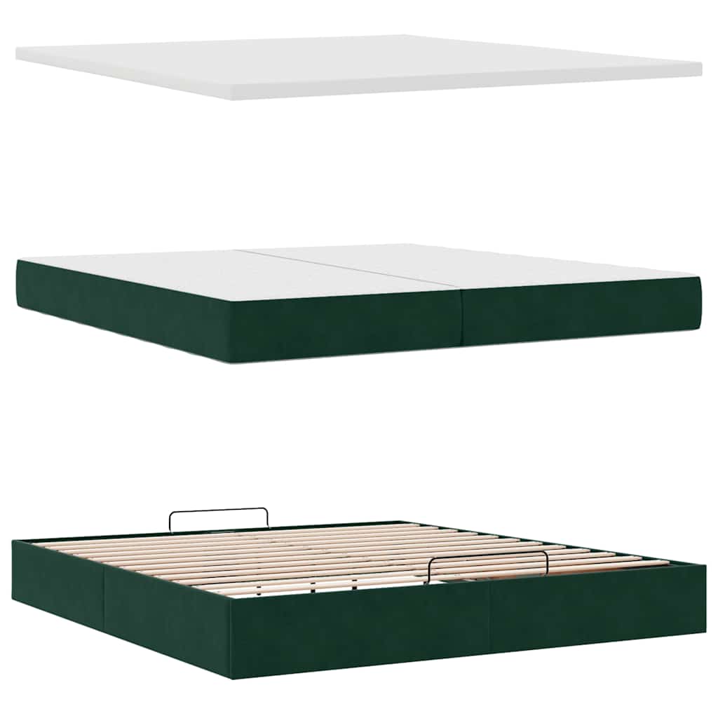 Ottoman bed met matrassen 200x200cm fluweel donkergroen – afbeelding 11