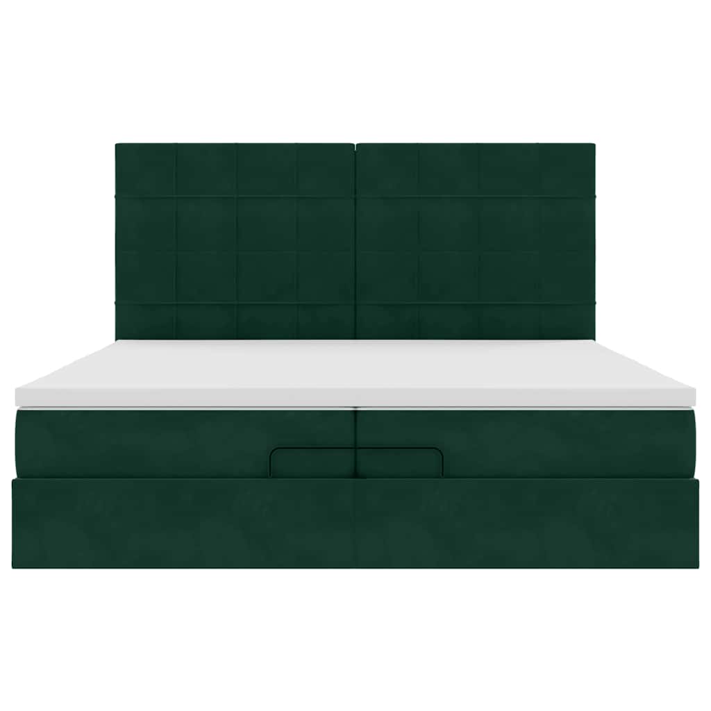 Ottoman bed met matrassen 200x200cm fluweel donkergroen – afbeelding 7