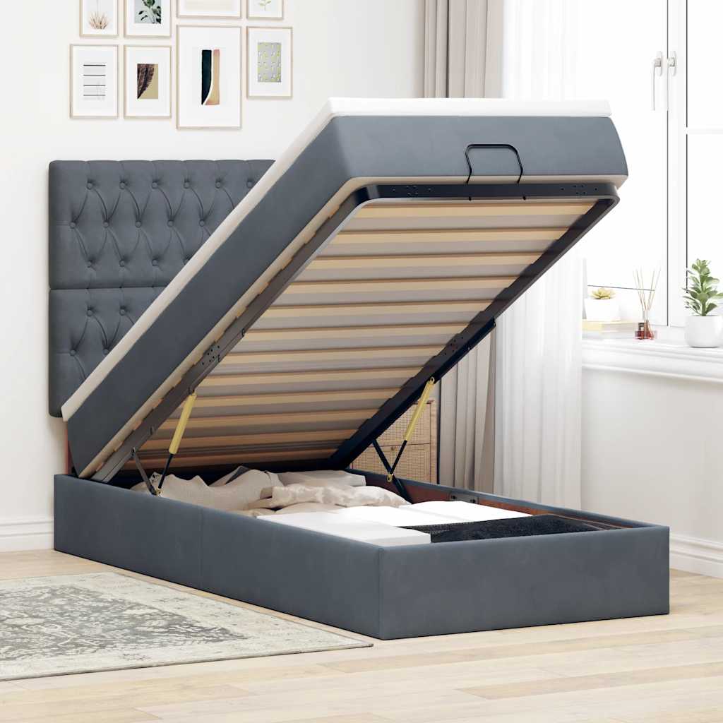 Ottoman bed met matrassen 80x200cm fluweel donkergrijs