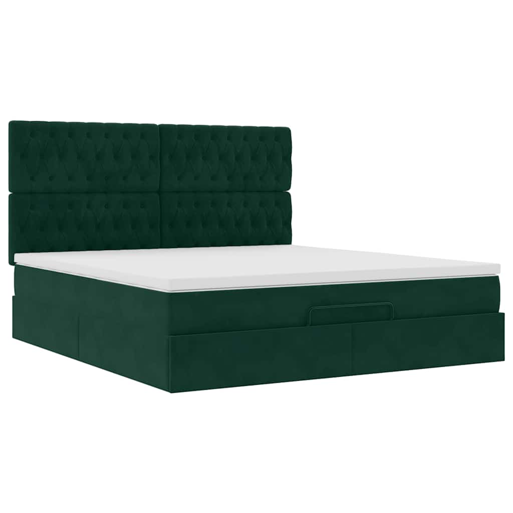 Ottoman bed met matrassen 200x200cm fluweel donkergroen – afbeelding 6