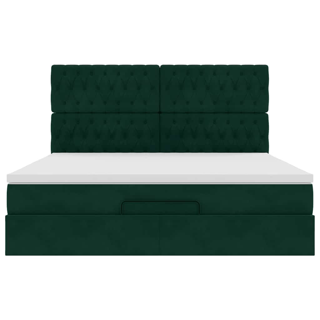 Ottoman bed met matrassen 200x200cm fluweel donkergroen – afbeelding 7
