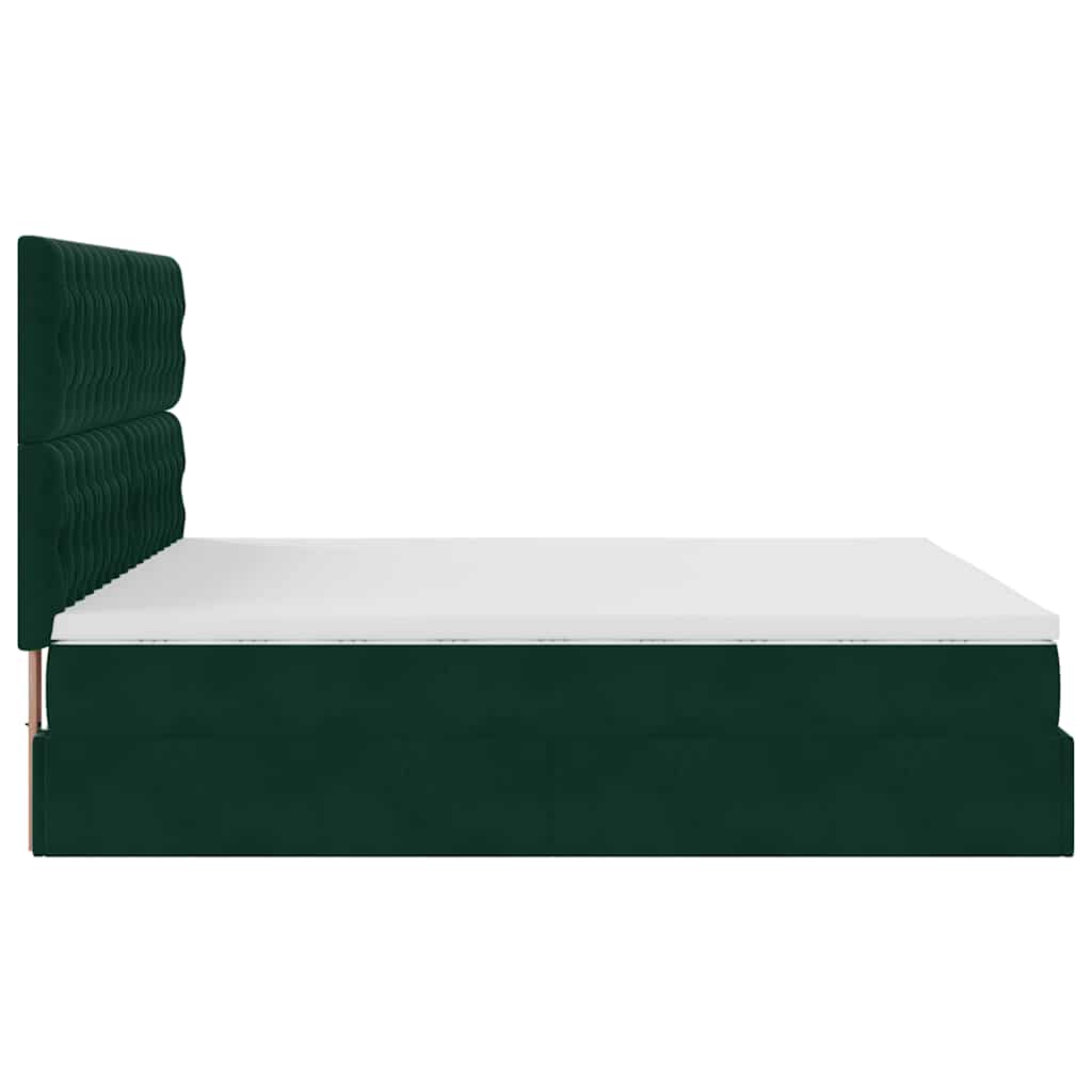 Ottoman bed met matrassen 200x200cm fluweel donkergroen – afbeelding 8