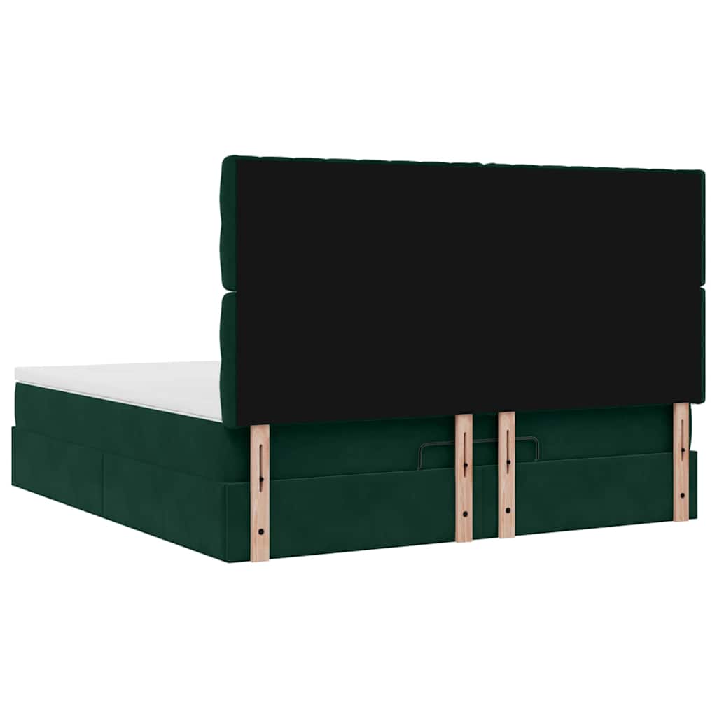 Ottoman bed met matrassen 200x200cm fluweel donkergroen – afbeelding 9