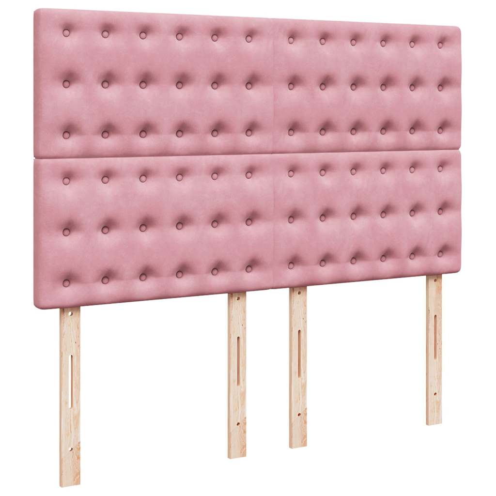 Ottoman bed met matrassen 140x190cm fluweel roze – afbeelding 12