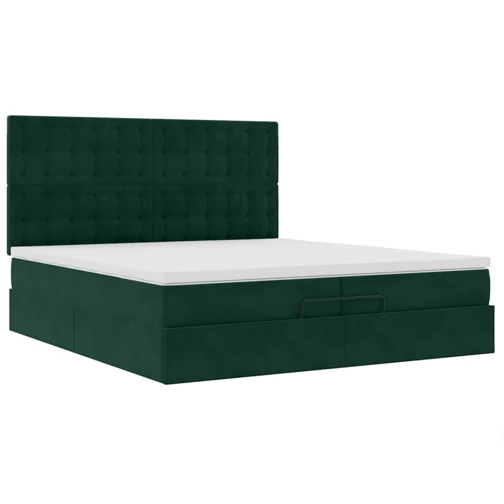 Ottoman bed met matrassen 200x200cm fluweel donkergroen – afbeelding 6