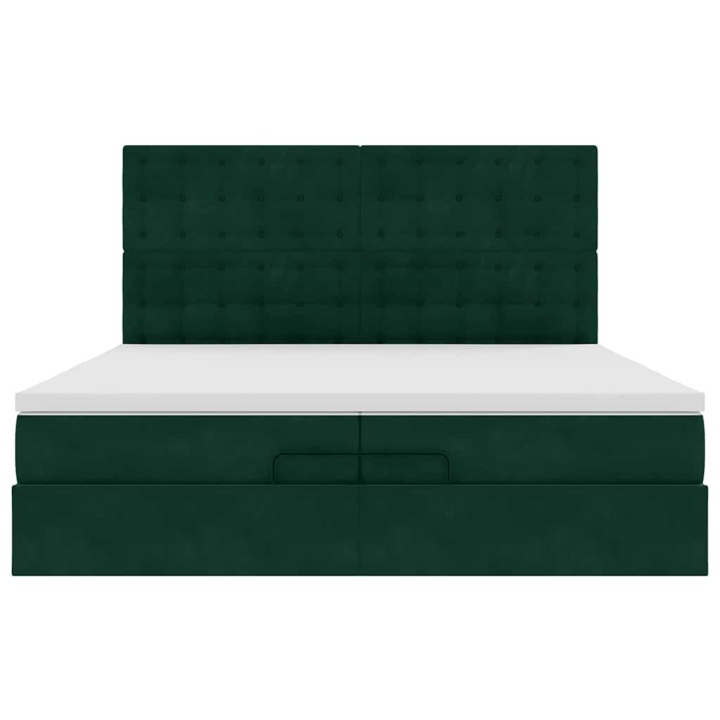 Ottoman bed met matrassen 200x200cm fluweel donkergroen – afbeelding 7
