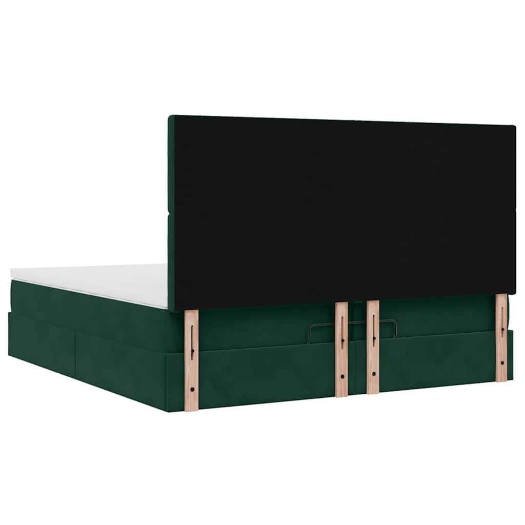 Ottoman bed met matrassen 200x200cm fluweel donkergroen – afbeelding 9