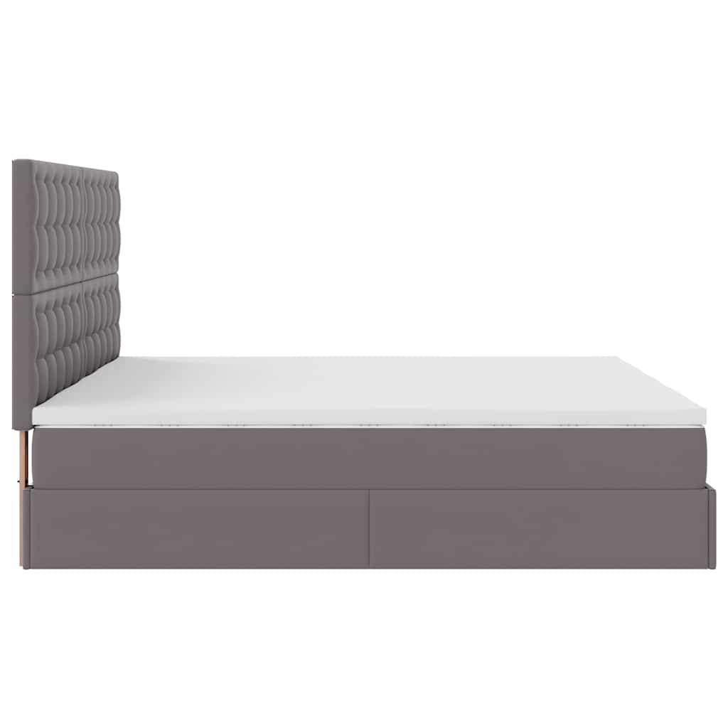 Ottoman bed met matrassen 200x200cm kunstleer grijs – afbeelding 8