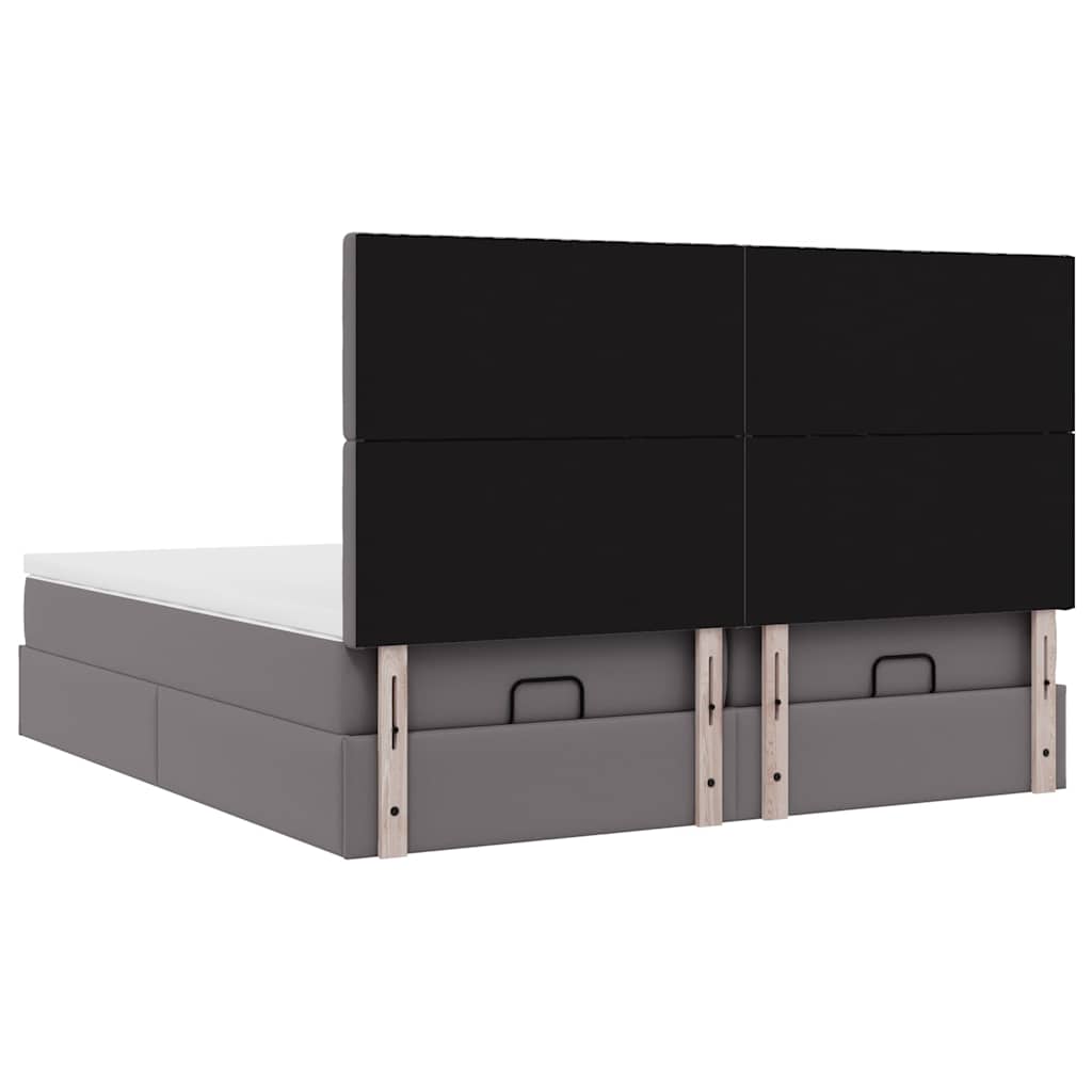 Ottoman bed met matrassen 200x200cm kunstleer grijs – afbeelding 9