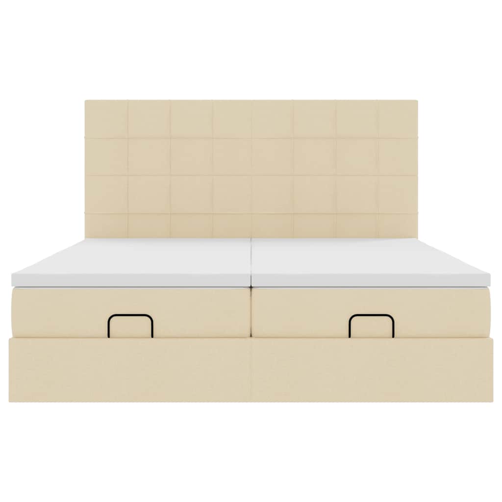 Ottoman bed met matrassen 200x200cm stof crèmekleurig – afbeelding 7