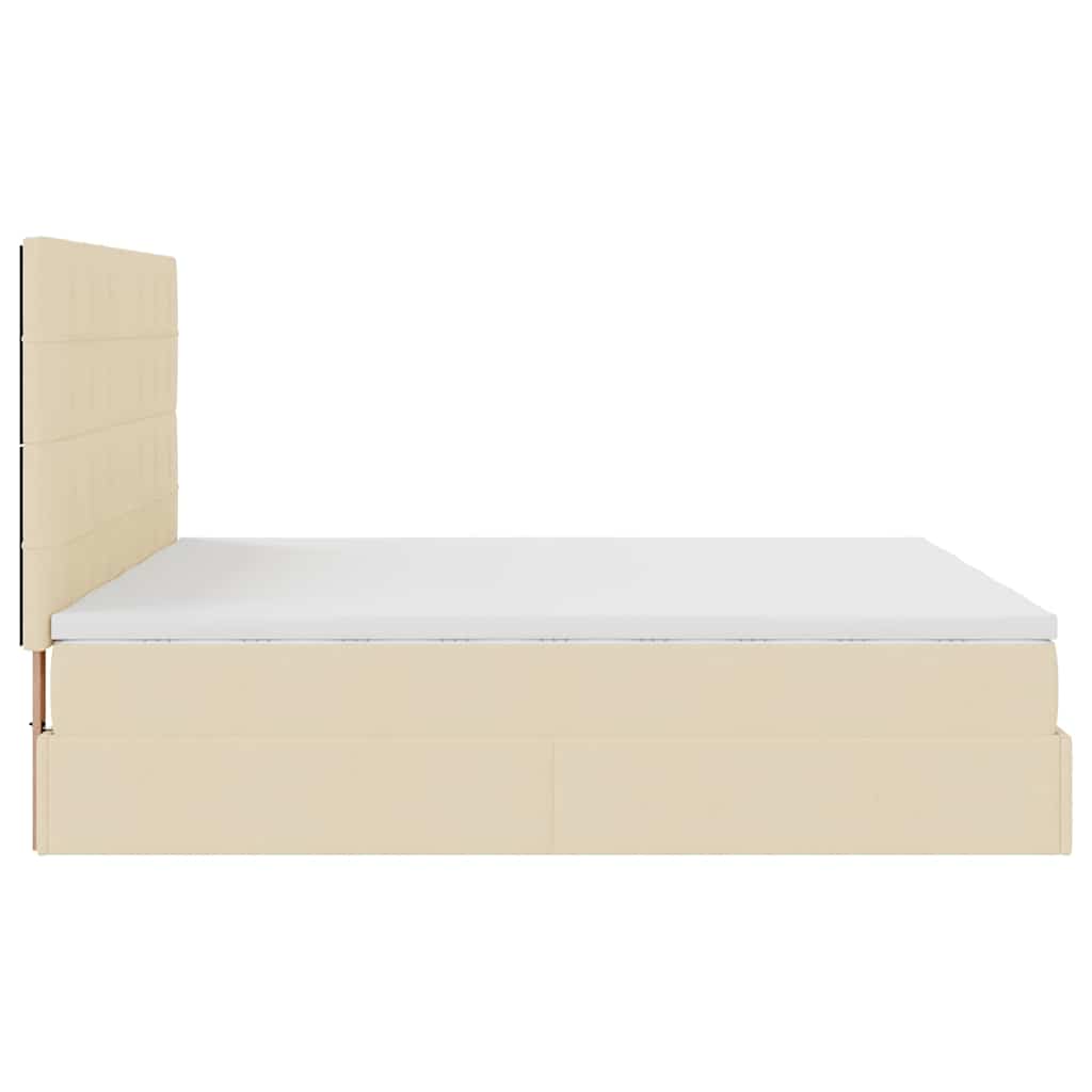 Ottoman bed met matrassen 200x200cm stof crèmekleurig – afbeelding 8