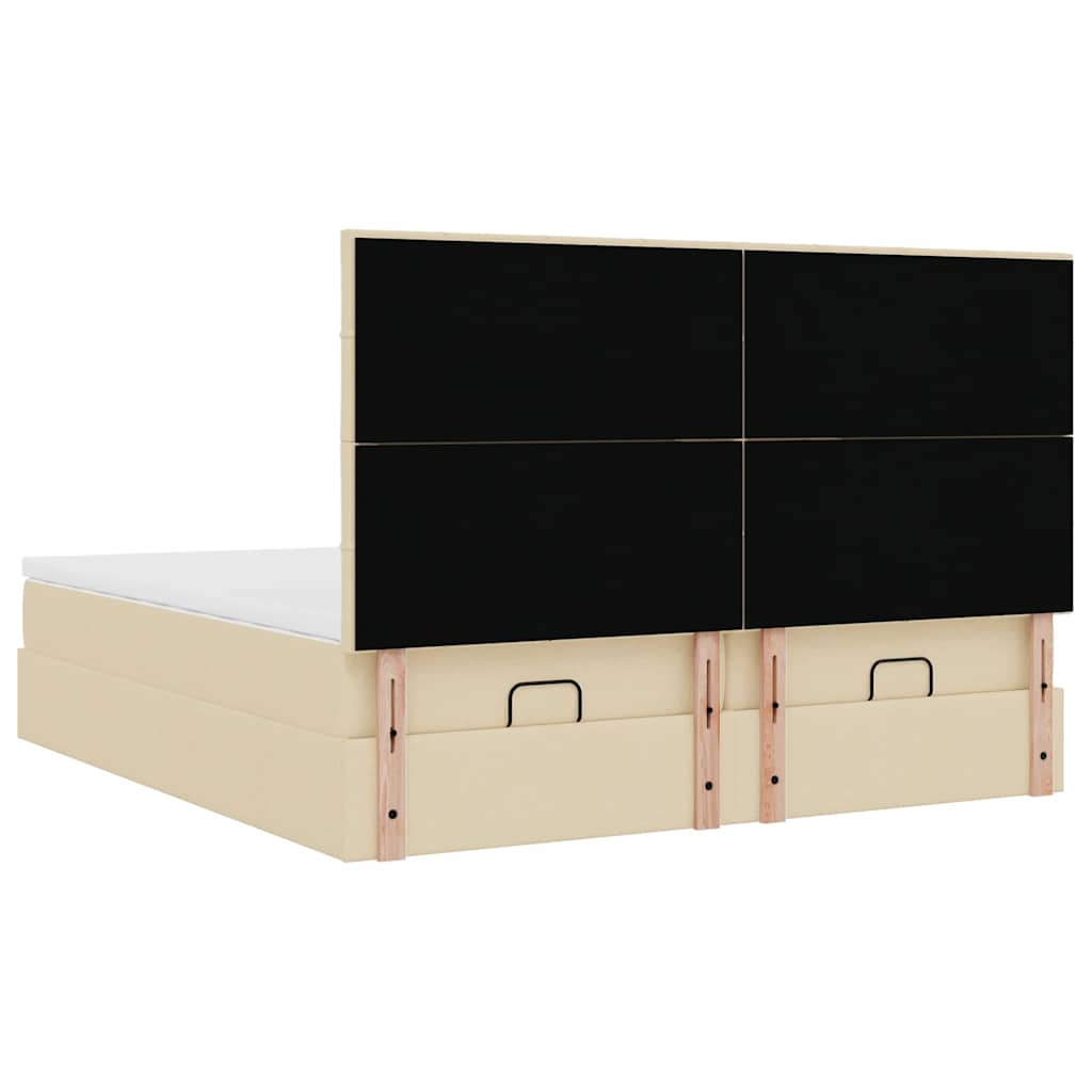 Ottoman bed met matrassen 200x200cm stof crèmekleurig – afbeelding 9