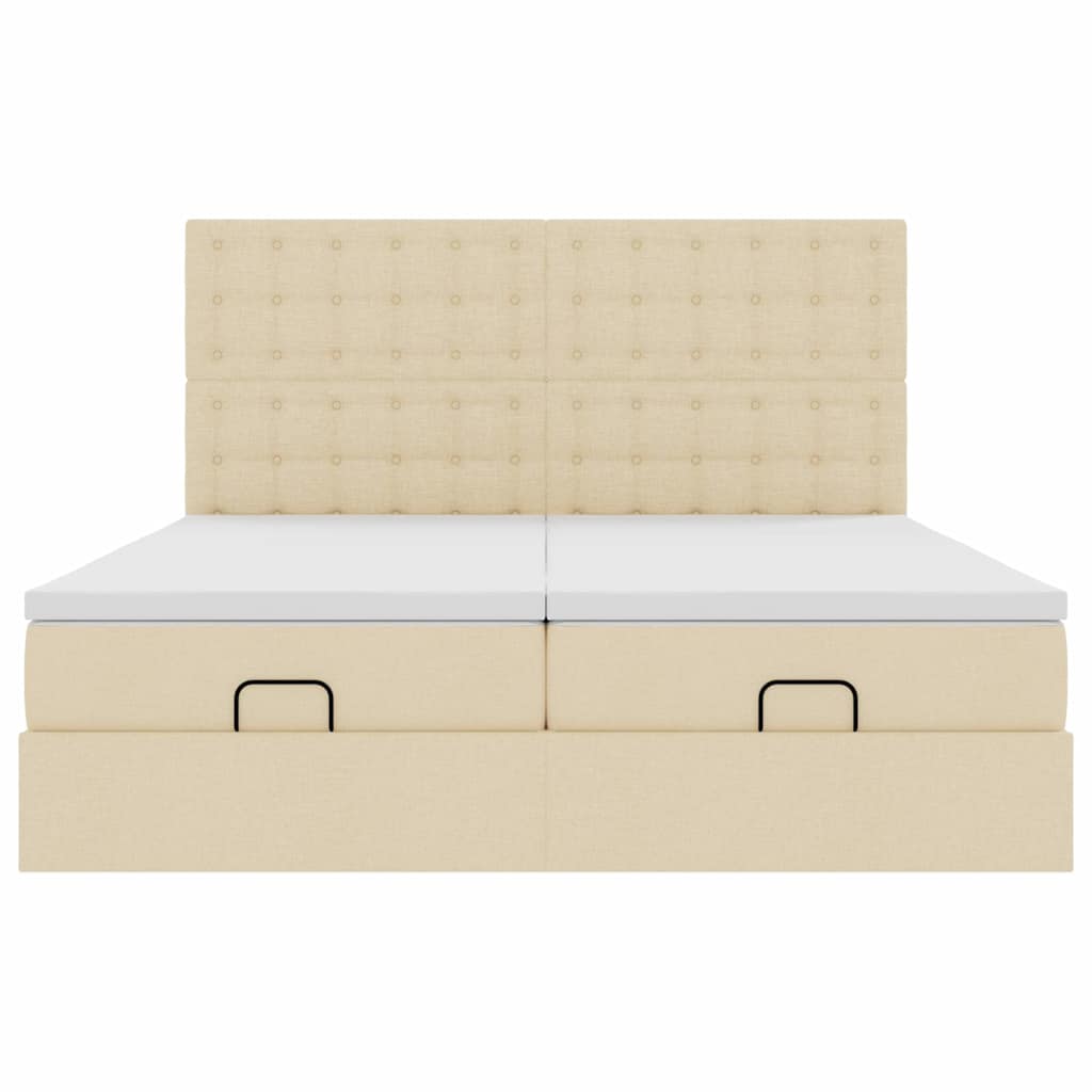 Ottoman bed met matrassen 200x200cm stof crèmekleurig – afbeelding 7
