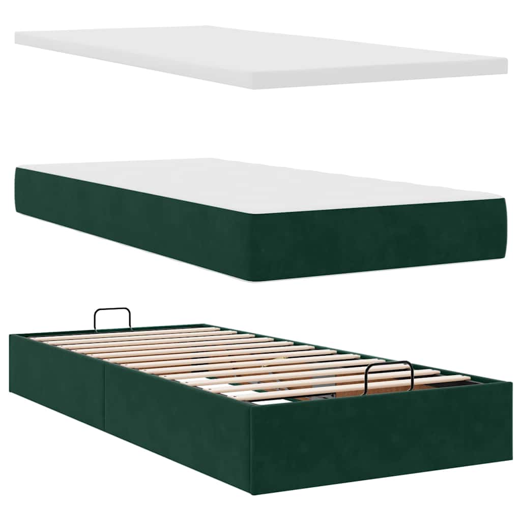 Ottoman bed met matrassen 160x200cm fluweel donkergroen – afbeelding 11