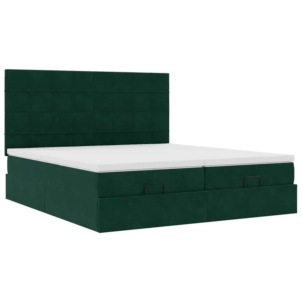 Ottoman bed met matrassen 160x200cm fluweel donkergroen – afbeelding 6