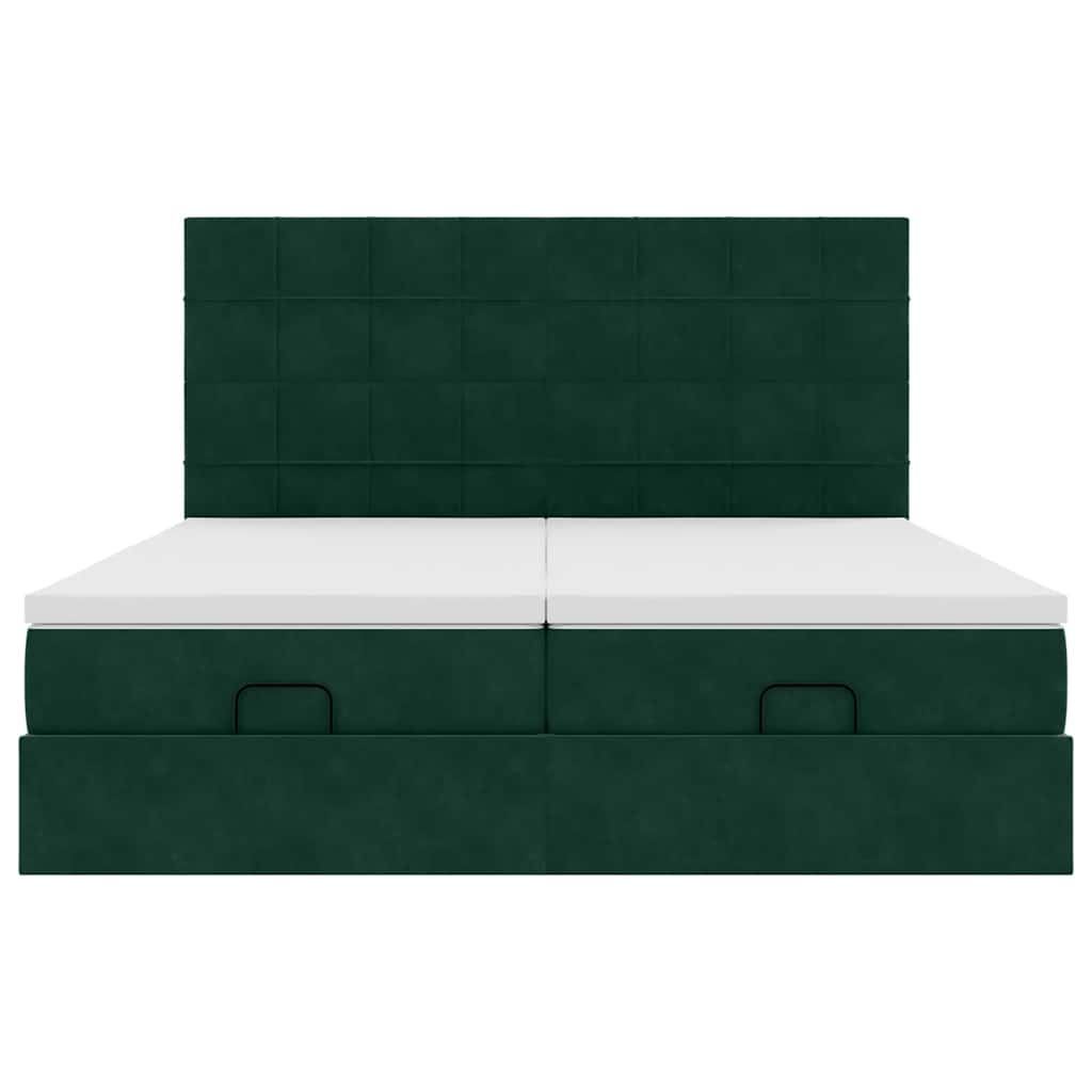 Ottoman bed met matrassen 160x200cm fluweel donkergroen – afbeelding 7