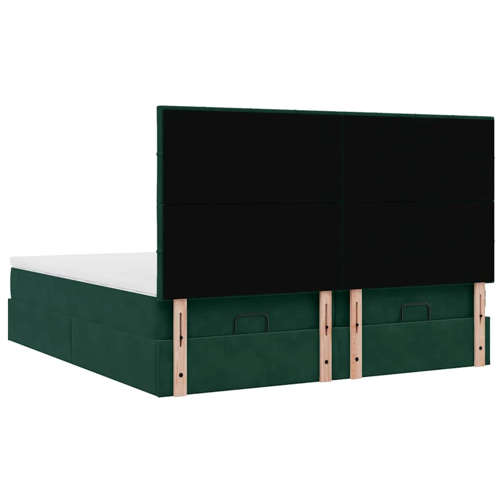 Ottoman bed met matrassen 160x200cm fluweel donkergroen – afbeelding 9