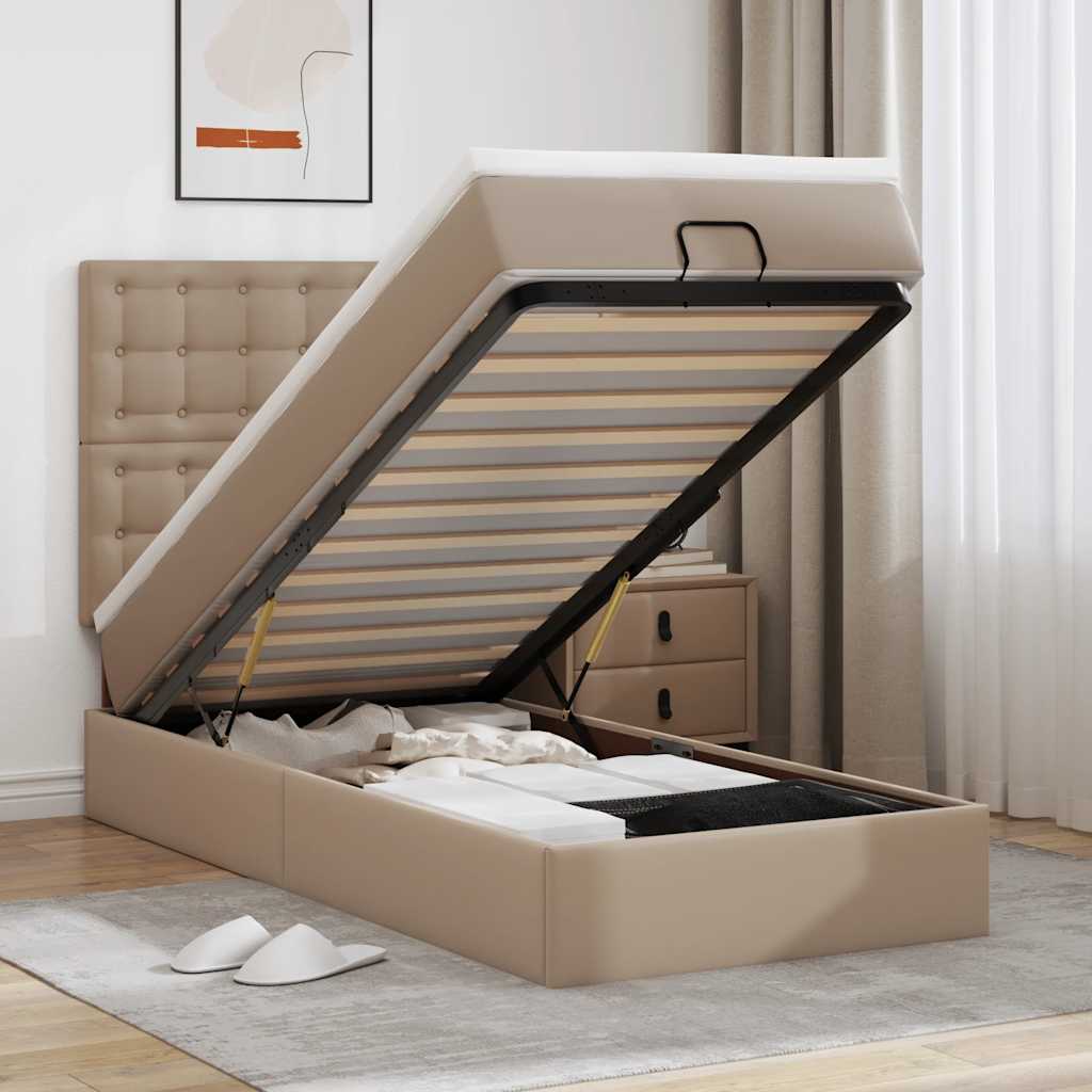 Ottoman bed met matras en LED's 90x200cm kunstleer – afbeelding 1