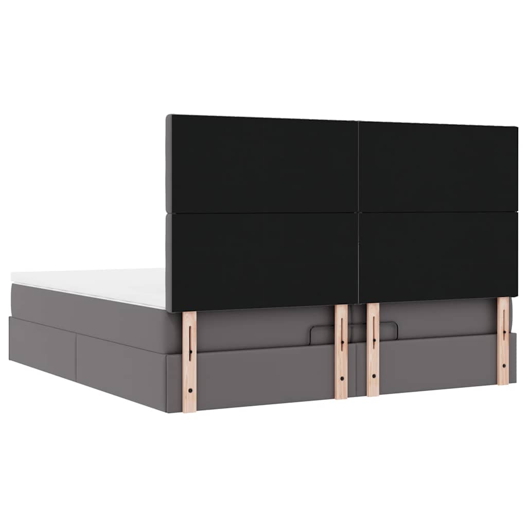 Ottoman bed met matrassen en LED's 200x200cm kunstleer grijs – afbeelding 12