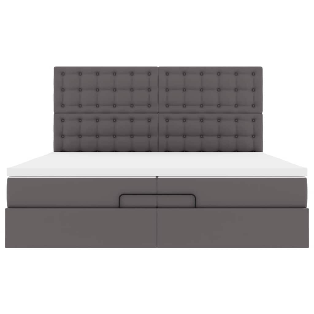 Ottoman bed met matrassen en LED's 200x200cm kunstleer grijs – afbeelding 8