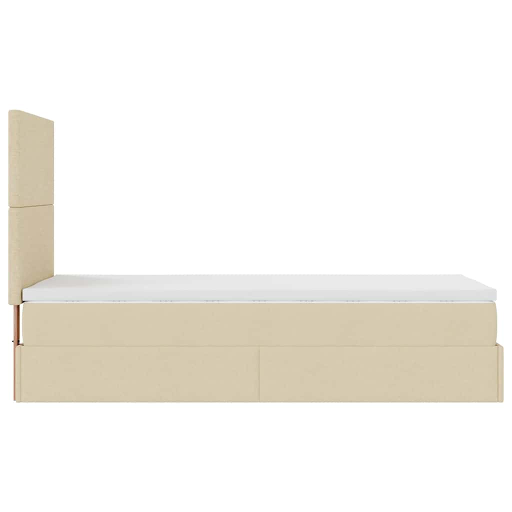 Ottoman bed met matras en LED's 80x200cm stof crèmekleurig – afbeelding 11