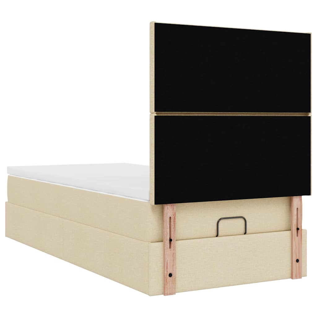 Ottoman bed met matras en LED's 80x200cm stof crèmekleurig – afbeelding 12