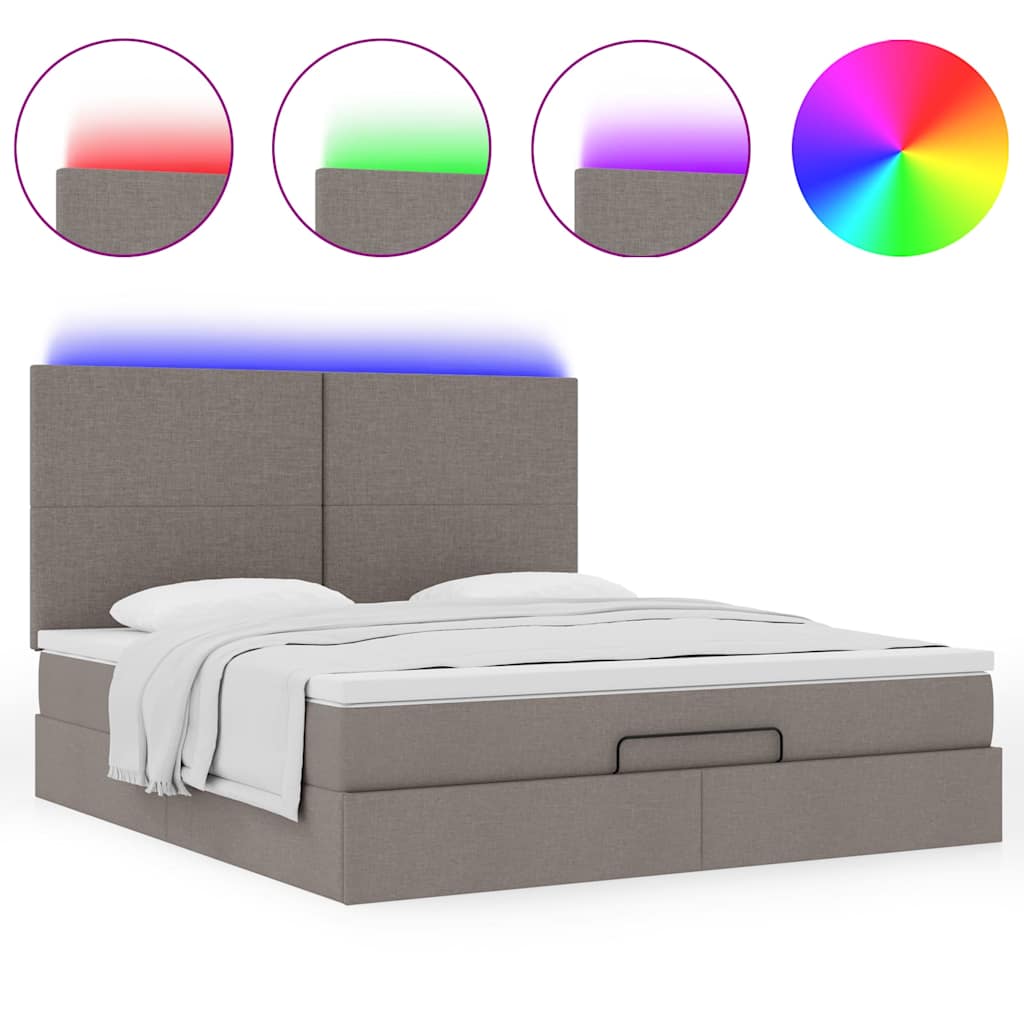 Ottoman bed met matras en LED's 160x200cm stof taupe – afbeelding 5