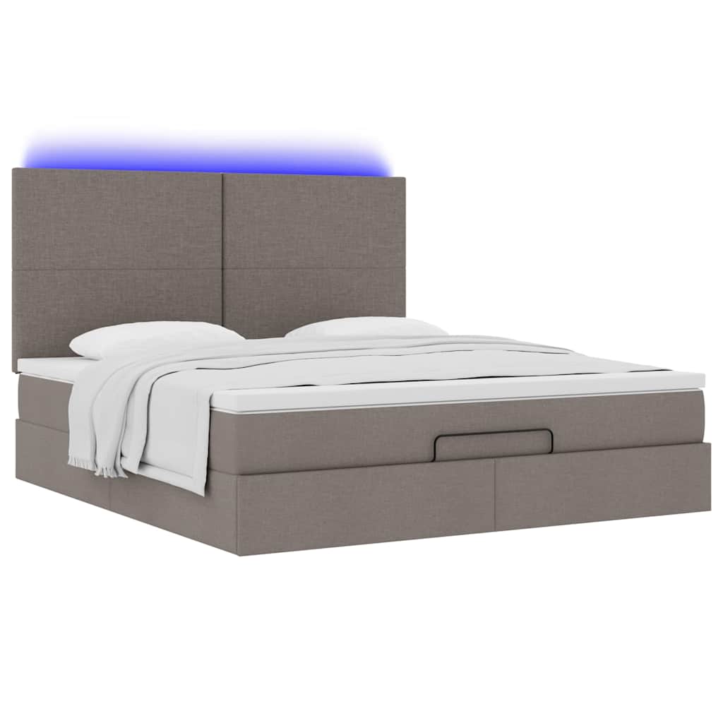Ottoman bed met matras en LED's 160x200cm stof taupe – afbeelding 6
