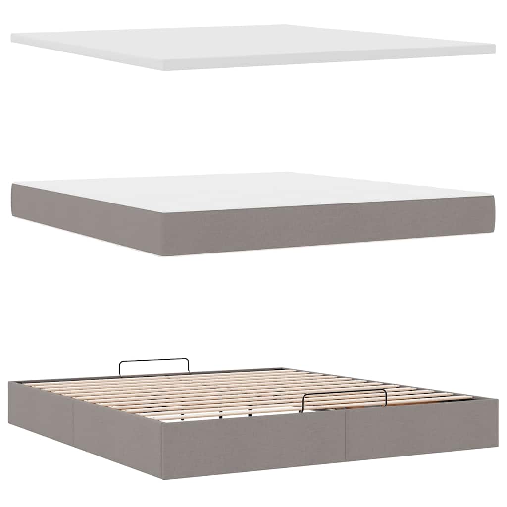 Ottoman bed met matras en LED's 160x200cm stof taupe – afbeelding 9