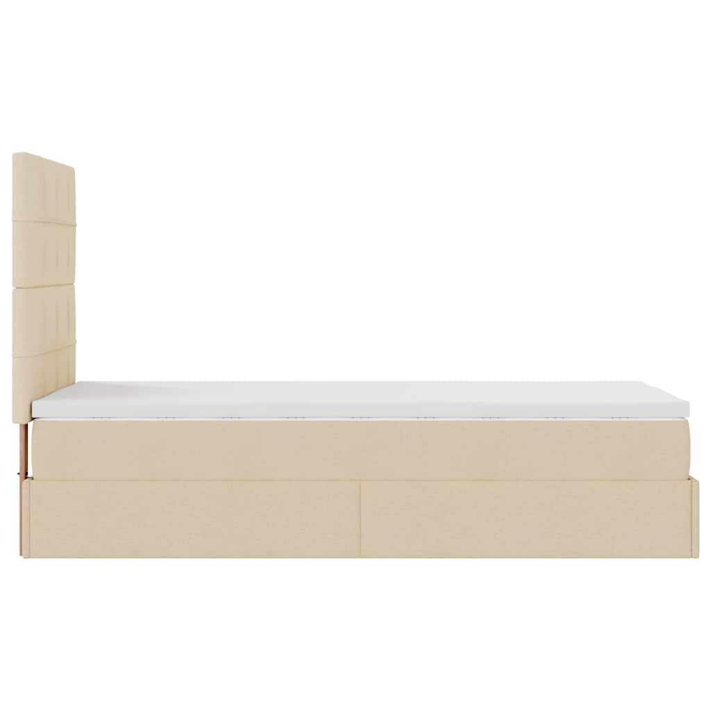 Ottoman bed met matras en LED's 80x200cm stof crèmekleurig – afbeelding 11