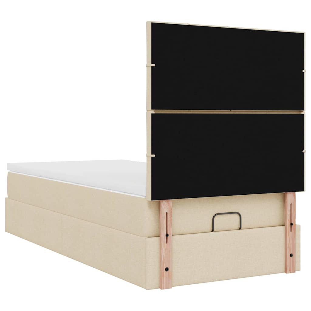 Ottoman bed met matras en LED's 80x200cm stof crèmekleurig – afbeelding 12