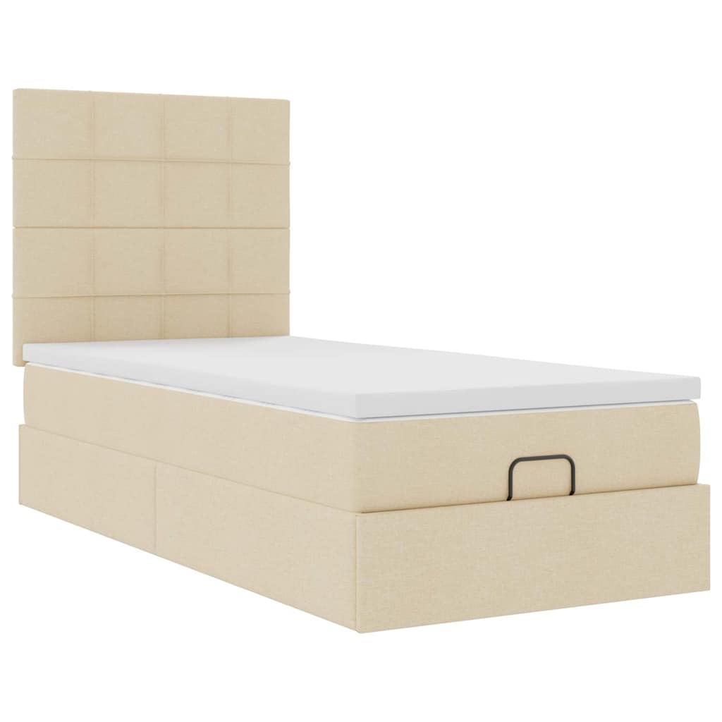 Ottoman bed met matras en LED's 80x200cm stof crèmekleurig – afbeelding 7