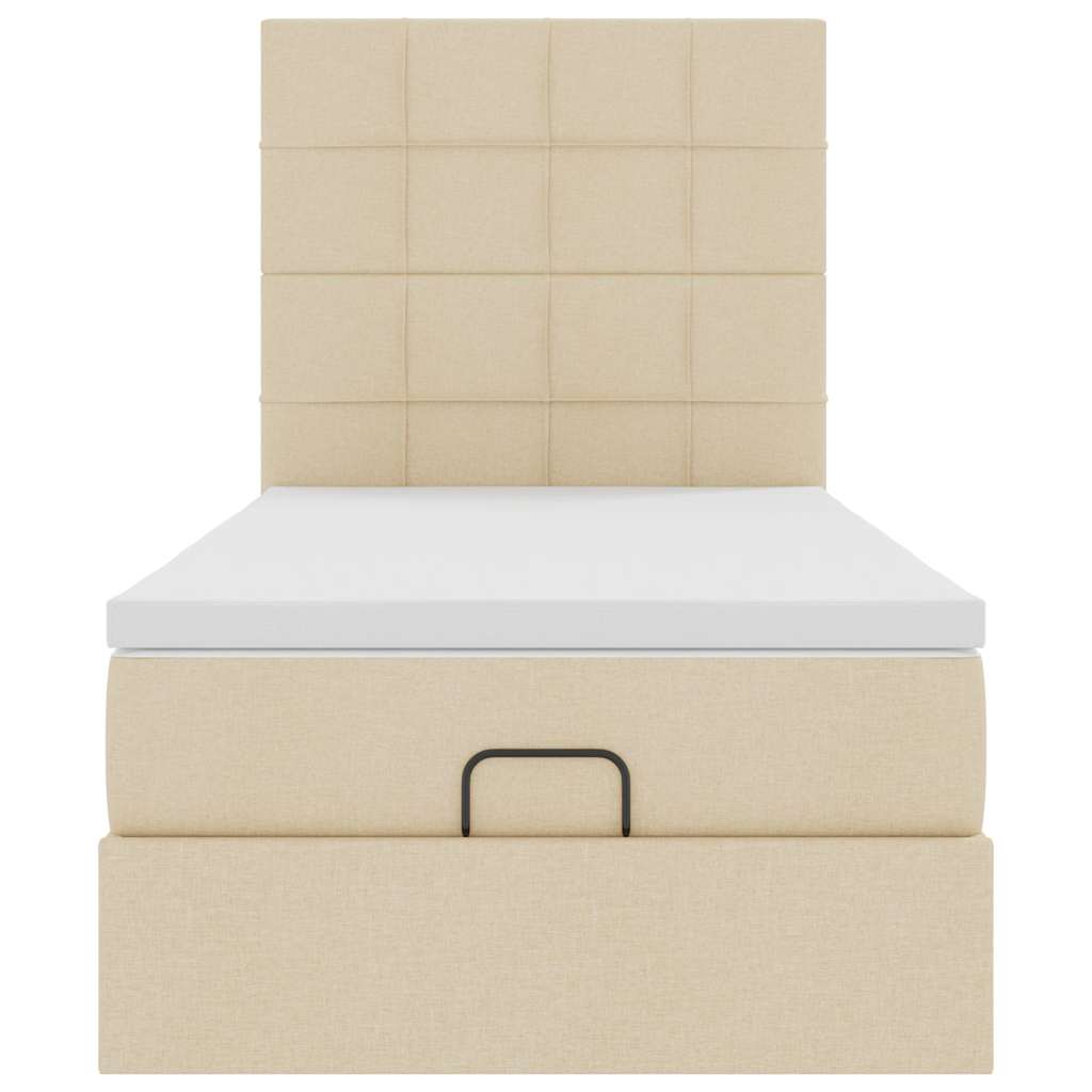 Ottoman bed met matras en LED's 80x200cm stof crèmekleurig – afbeelding 8