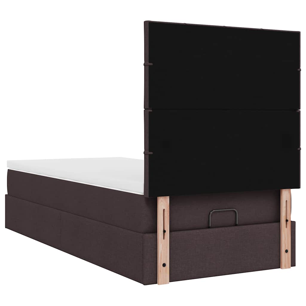 Ottoman bed met matras en LED's 90x190cm stof donkerbruin – afbeelding 12