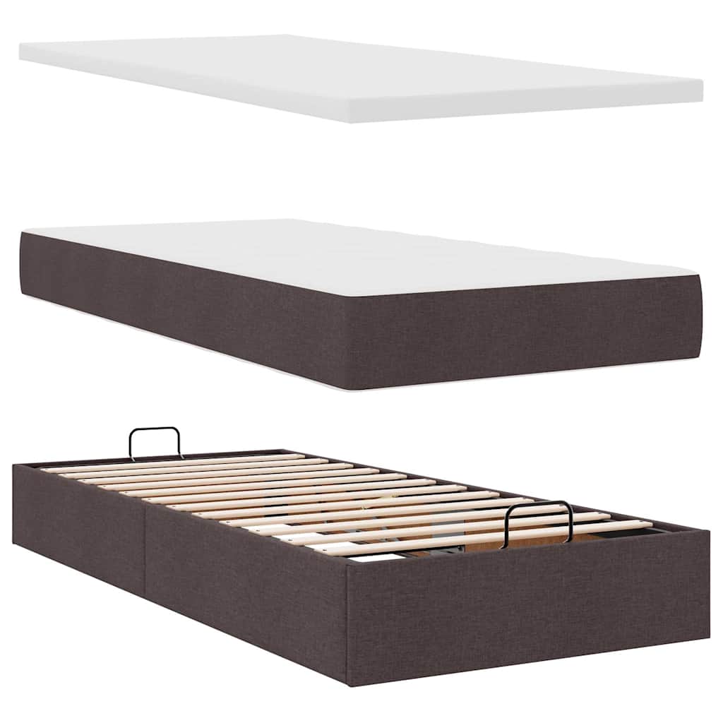 Ottoman bed met matras en LED's 90x190cm stof donkerbruin – afbeelding 9