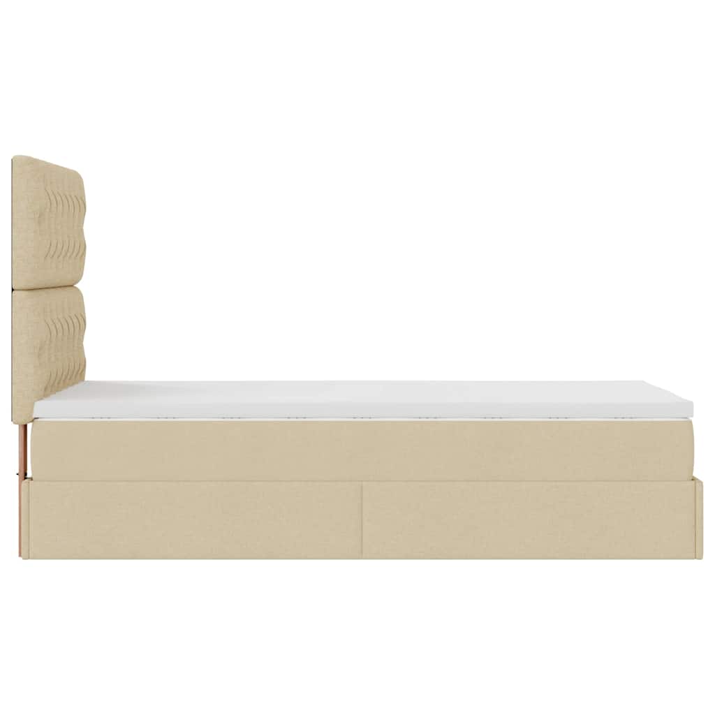 Ottoman bed met matras en LED's 80x200cm stof crèmekleurig – afbeelding 11