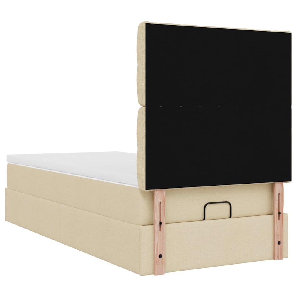 Ottoman bed met matras en LED's 80x200cm stof crèmekleurig – afbeelding 12