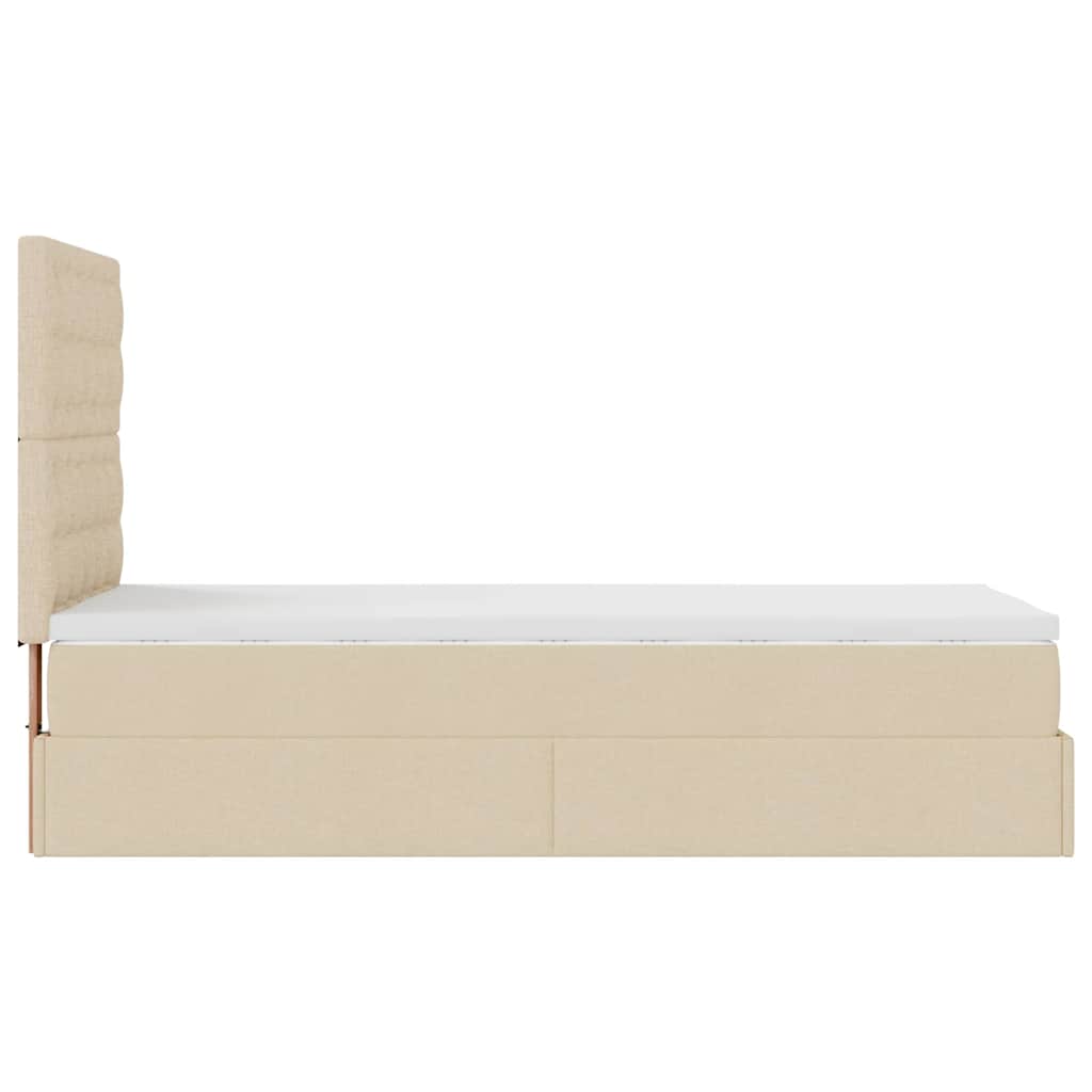 Ottoman bed met matras en LED's 80x200cm stof crèmekleurig – afbeelding 11
