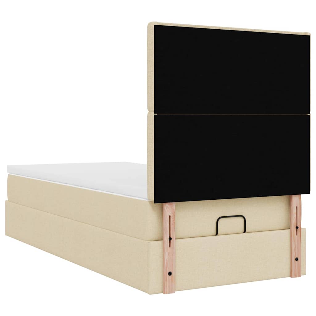 Ottoman bed met matras en LED's 80x200cm stof crèmekleurig – afbeelding 12