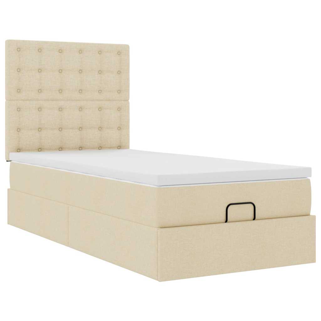 Ottoman bed met matras en LED's 80x200cm stof crèmekleurig – afbeelding 7