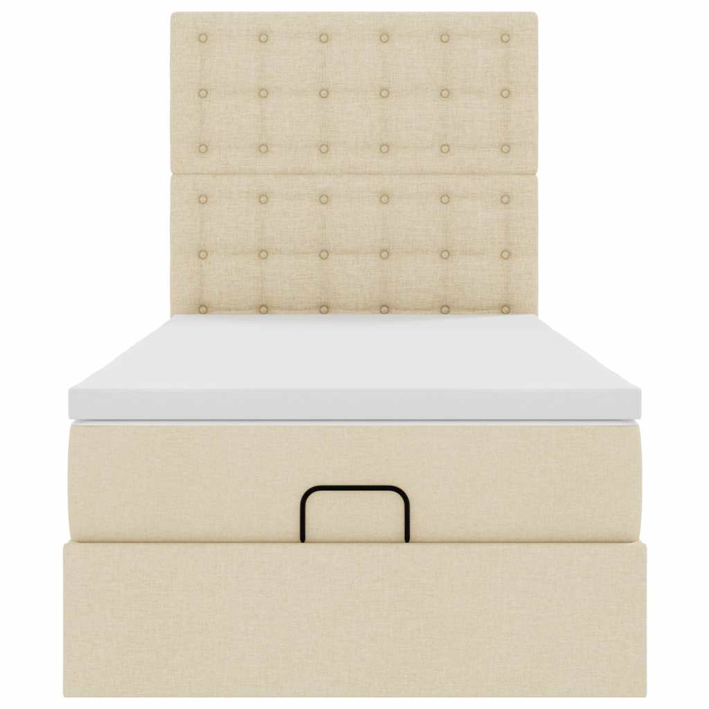 Ottoman bed met matras en LED's 80x200cm stof crèmekleurig – afbeelding 8