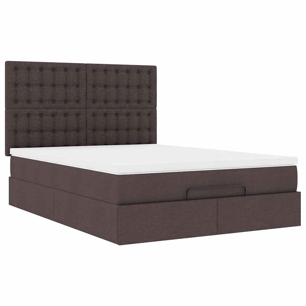 Ottoman bed met matras en LED's 140x190cm stof donkerbruin – afbeelding 7