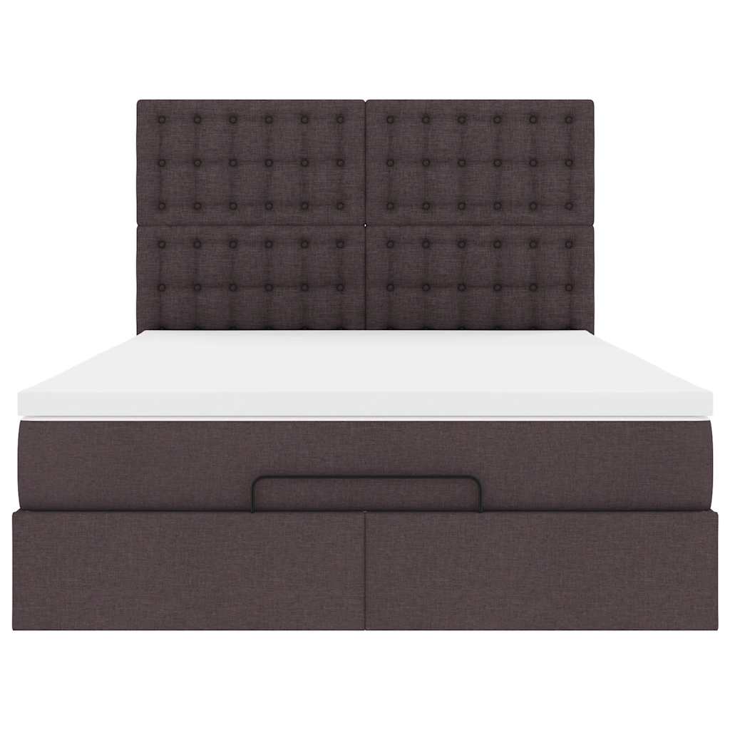 Ottoman bed met matras en LED's 140x190cm stof donkerbruin – afbeelding 8