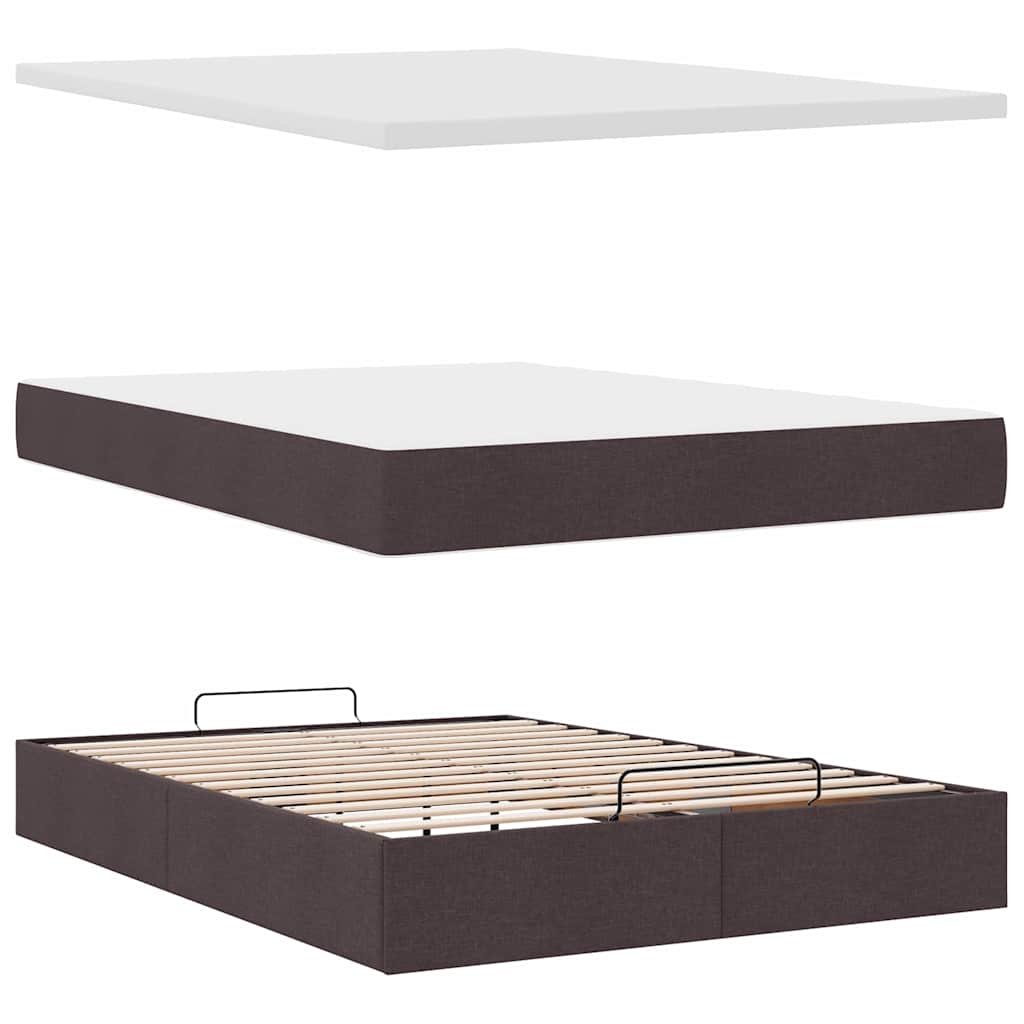 Ottoman bed met matras en LED's 140x190cm stof donkerbruin – afbeelding 9