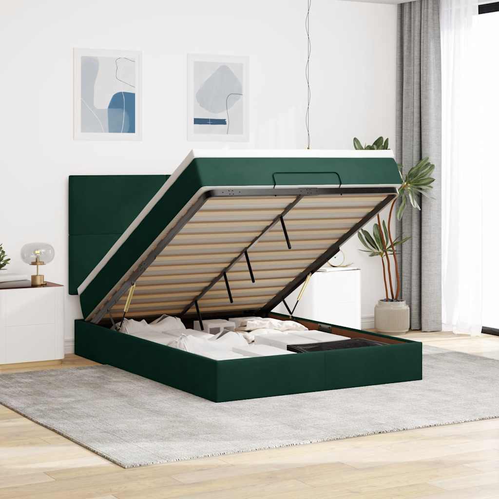 Ottoman bed met matrassen en LED's 140x200cm fluweel – afbeelding 1