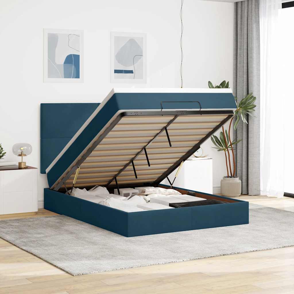 Ottoman bed met matrassen en LED's 140x200cm fluweel – afbeelding 1