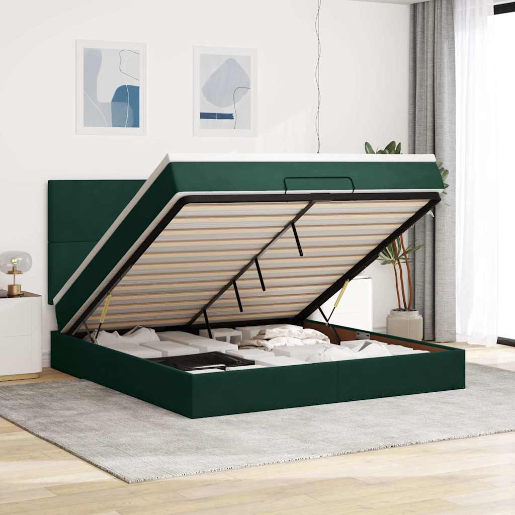 Ottoman bed met matrassen en LED's 160x200cm fluweel – afbeelding 1