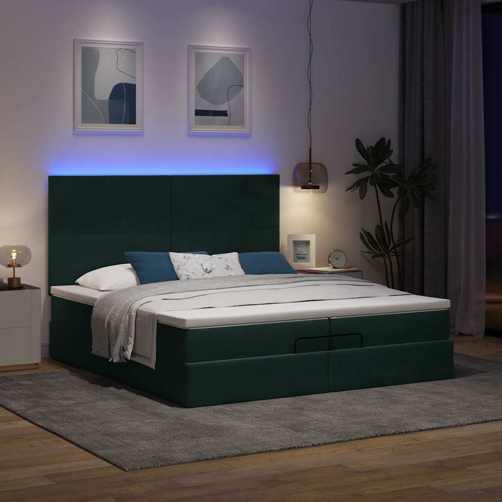 Ottoman bed met matrassen en LED's 200x200cm fluweel – afbeelding 3