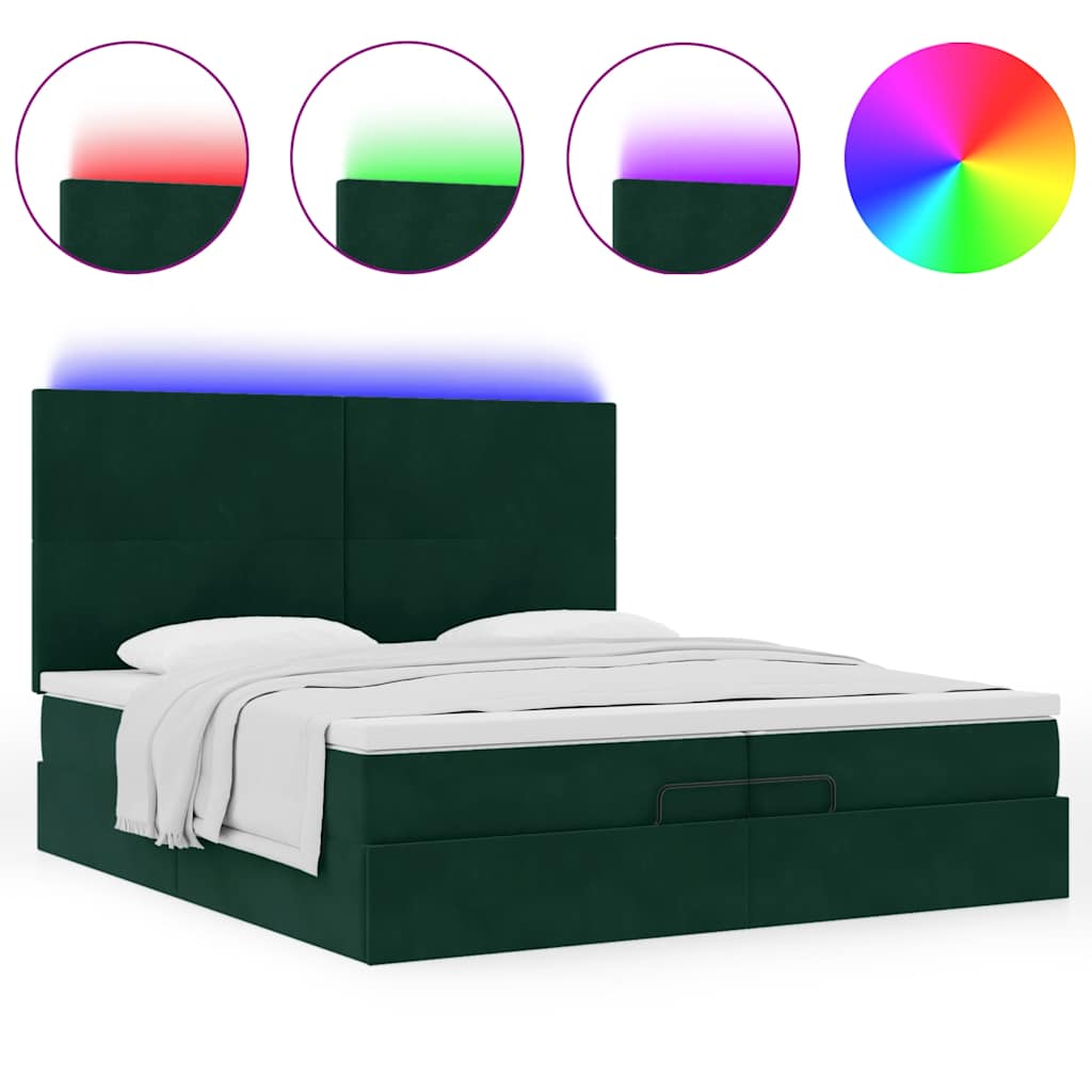 Ottoman bed met matrassen en LED's 200x200cm fluweel – afbeelding 5